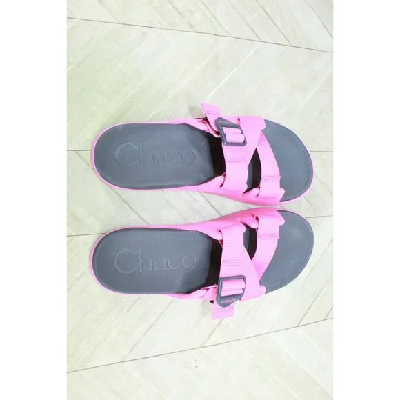 Chaco Women's Pink Nylon Adjustable Buckled Casual Slide Sandals Size 8 - Picture 7 of 9